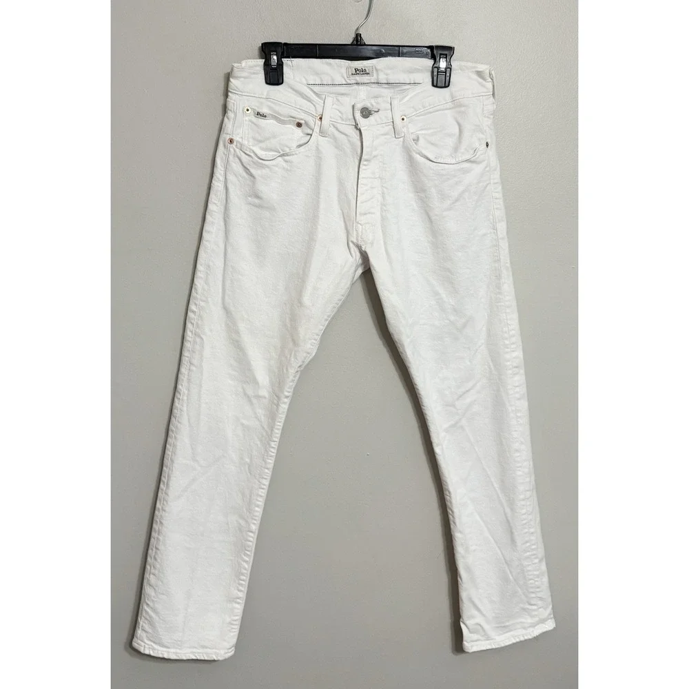 Polo Ralph Lauren Men's 32x30 Varick Slim Straight White Denim Jeans - Picture 2 of 8